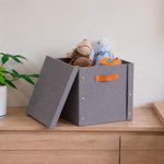 Caja Organizadora Cuadrada con Tapa Gris 30 x 30 x 28 cm