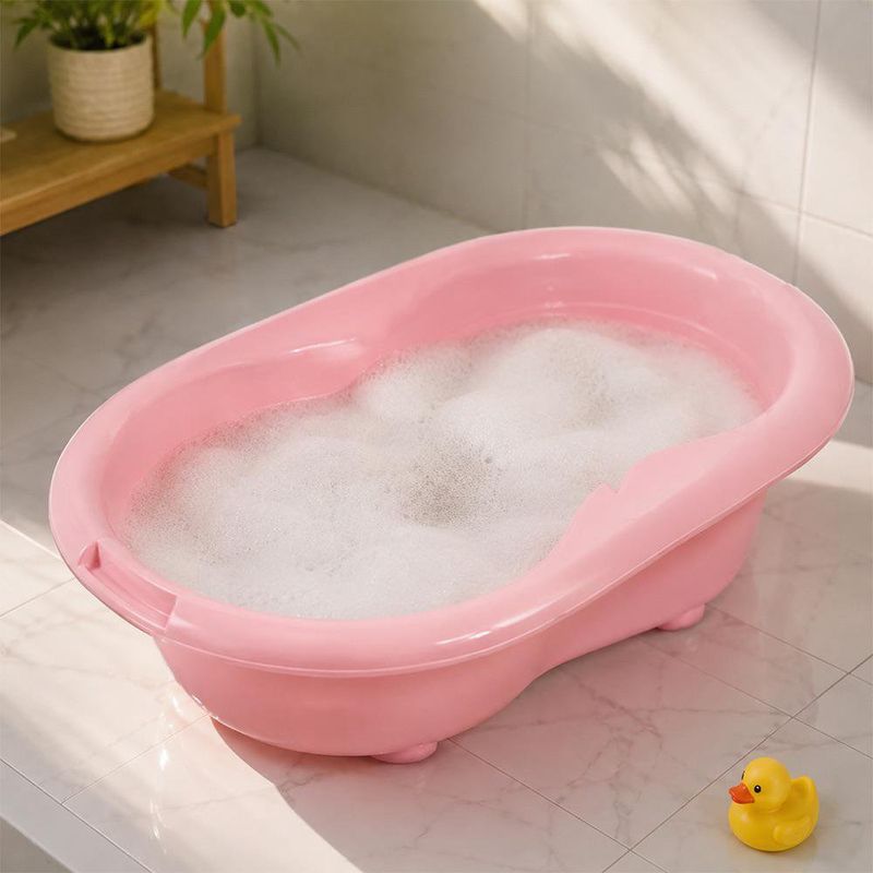 Set de Baño para Bebé Niña de Plástico Rosa con Tina y Bacinica, 9 Piezas