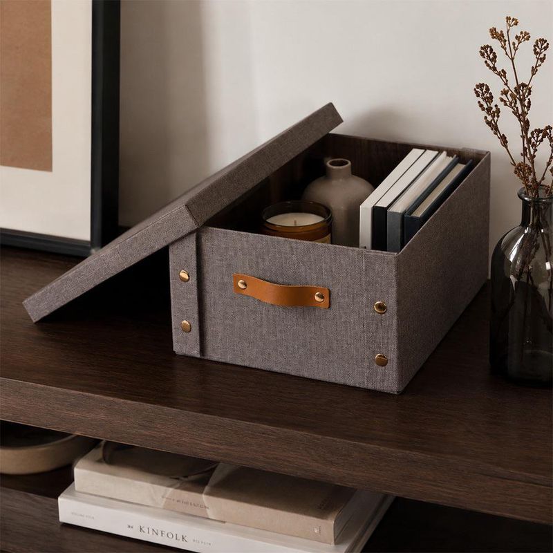 Caja Organizadora Rectangular con Tapa Gris 26.5 x 31.5 x 14.5 cm