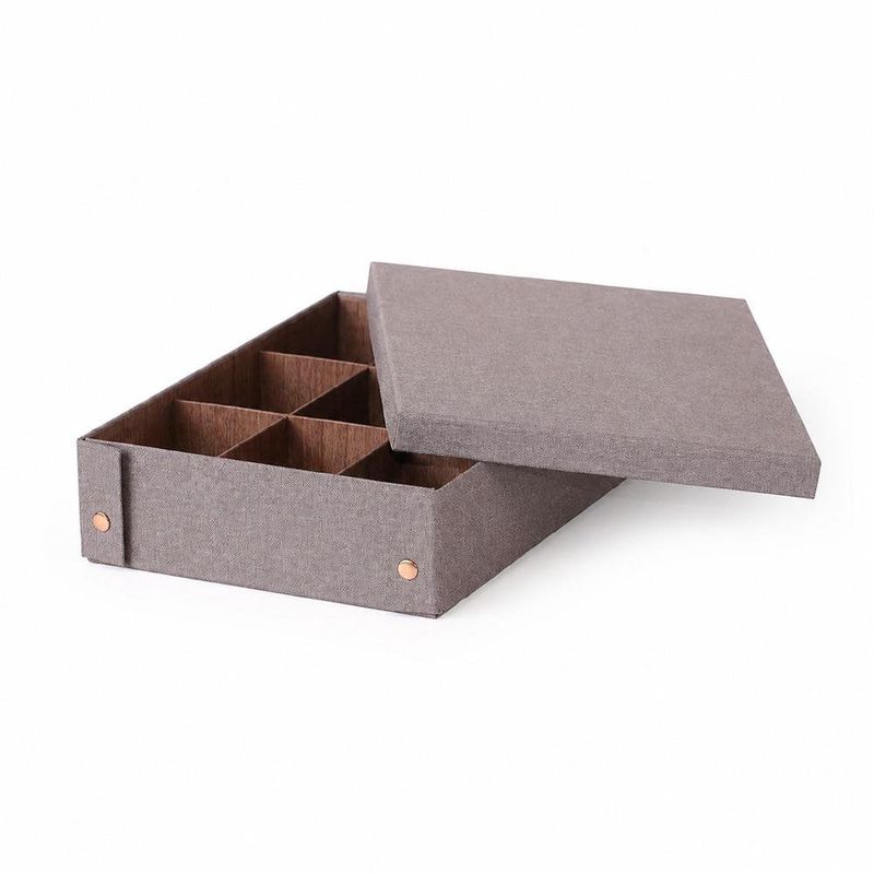 Caja Organizadora con 9 Compartimentos y Tapa Gris 26 x 35 x 8.5 cm