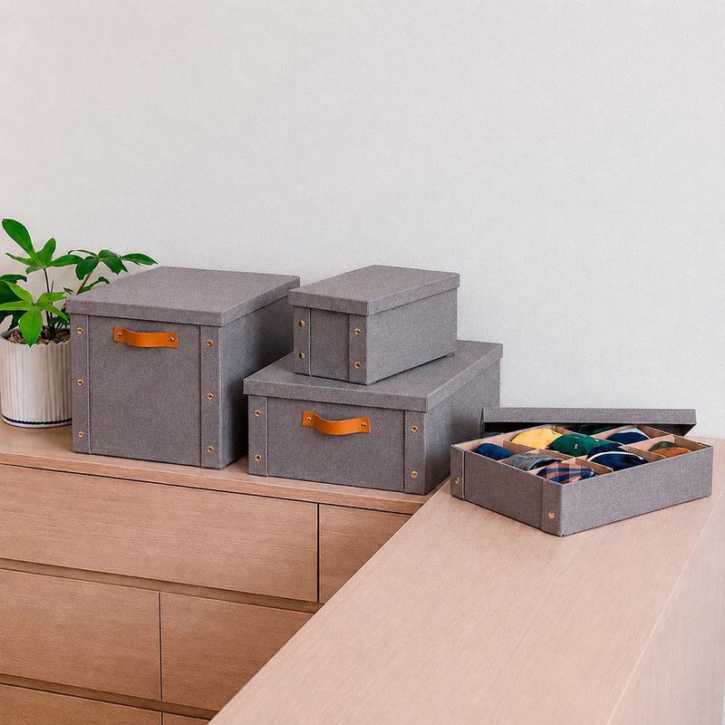 Caja Organizadora con 9 Compartimentos y Tapa Gris 26 x 35 x 8.5 cm