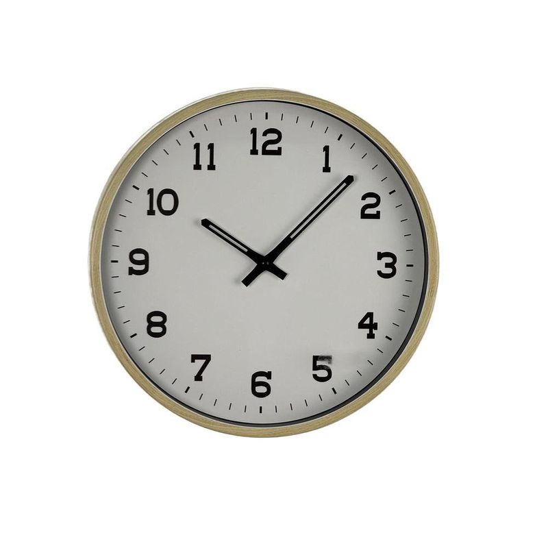 Reloj de Pared con Diseño Moderno 35 cm Color Blanco con Marco Natural