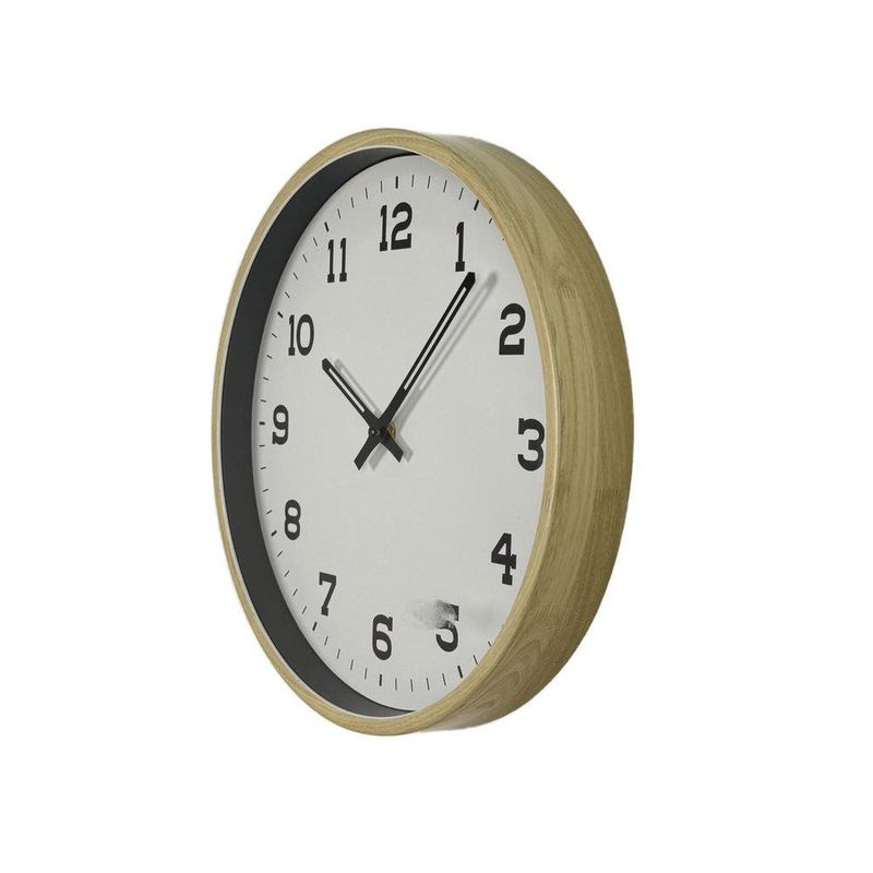 Reloj de Pared con Diseño Moderno 35 cm Color Blanco con Marco Natural