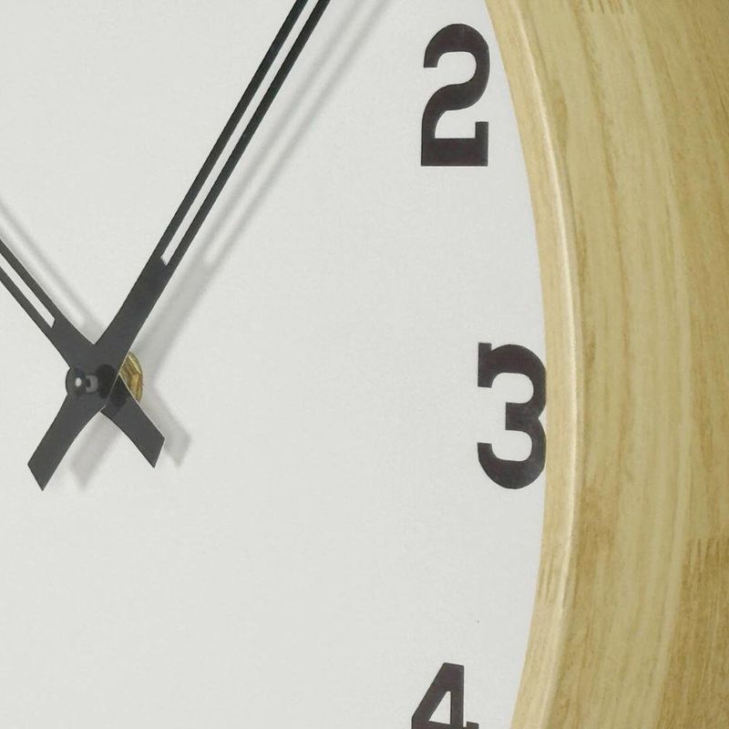 Reloj de Pared con Diseño Moderno 35 cm Color Blanco con Marco Natural
