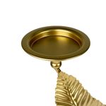 Porta Velas Decorativo Triple con Diseño de Hojas para Mesa y Hogar 61 cm Color Dorado