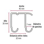 Riel Superior JJ de Aluminio para Puerta Corrediza 200 cm