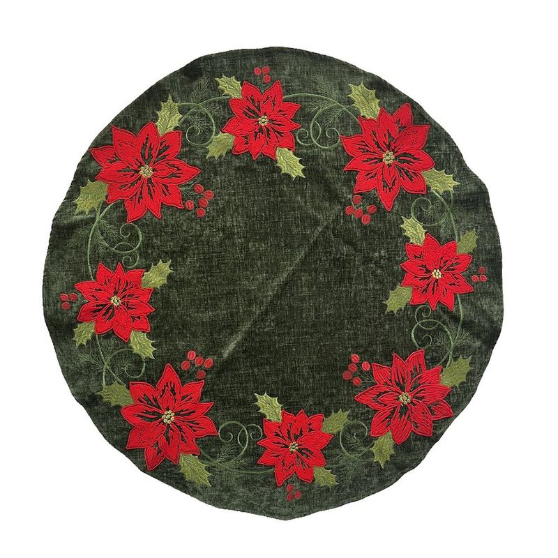 Mantel Navideño Redondo Pascuas Verde 85 cm