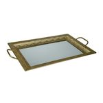 Bandeja Decorativa con Espejo y Asas Acabado Dorado 68 x 40 cm