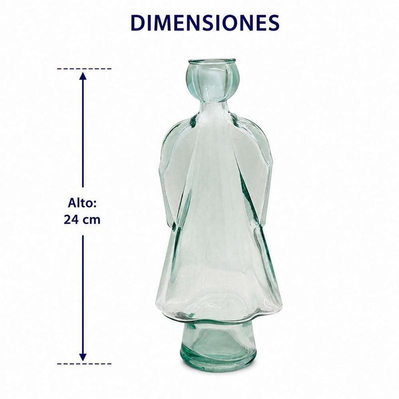 Candelero Decorativo Ángel de Vidrio Transparente 24 cm