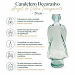 Candelero Decorativo Ángel de Vidrio Transparente 24 cm