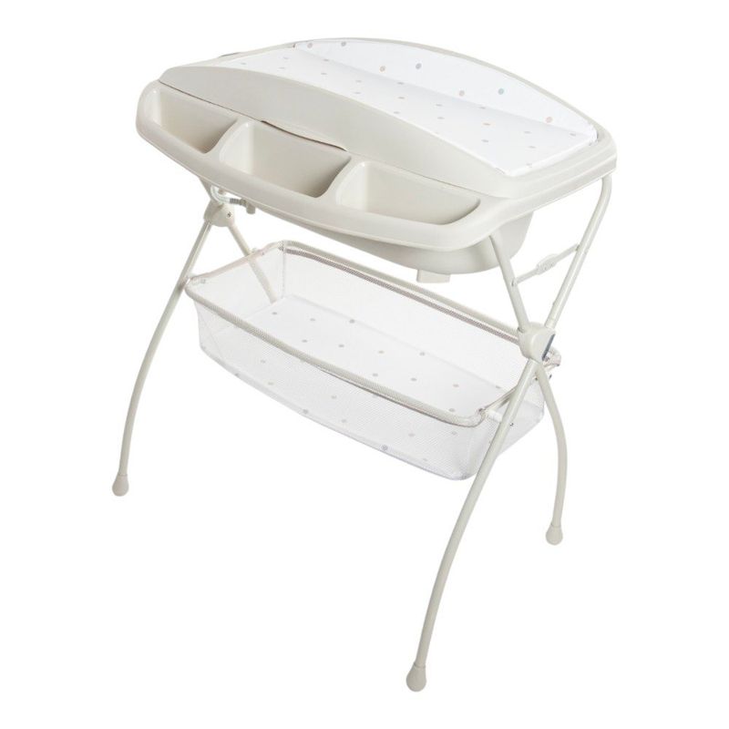 Bañera Onda Plegable con Cambiador y Organizador de 2 Niveles Color Beige