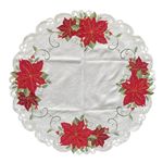 Mantel Redondo Navideño Bordado con Pascuas 85 cm