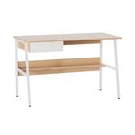 Escritorio para Computadora con Gaveta y Estante Roble/Blanco