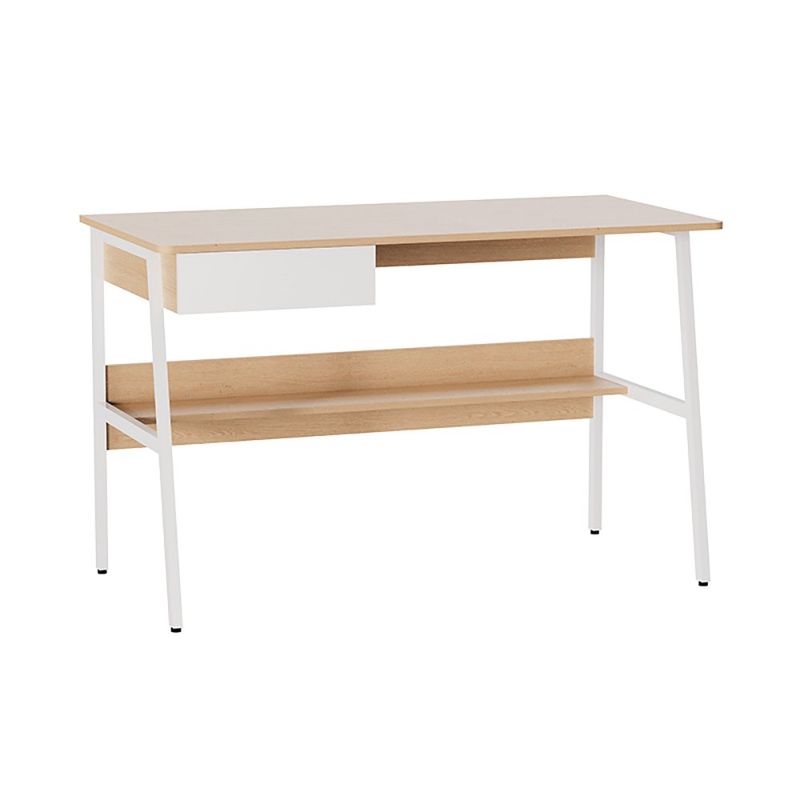 Escritorio para Computadora con Gaveta y Estante Roble/Blanco