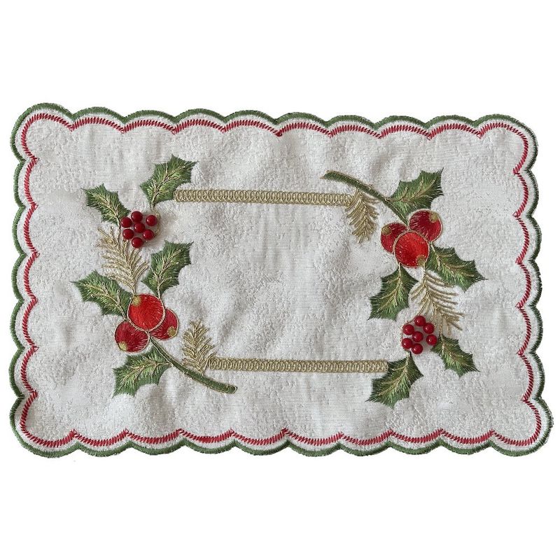 Individual Navideño Bordado con Muérdago 30 x 45 cm
