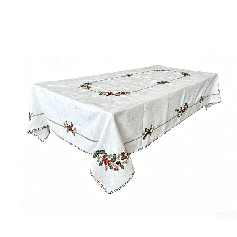 Mantel Navideño Bordado con Muérdago 180 x 270 cm