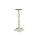 Porta Velas Decorativo con Base Geométrica para Mesa y Hogar 25.5 cm Color Blanco