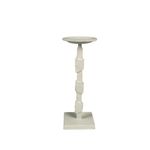 Porta Velas Decorativo con Base Geométrica para Mesa y Hogar 25.5 cm Color Blanco