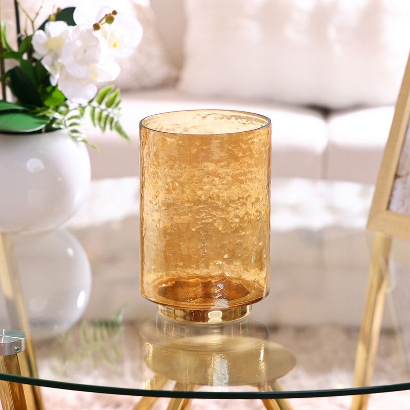 Porta Vela Decorativo Cilíndrico para Mesa y Hogar 23 cm Color Dorado