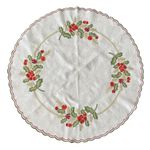 Mantel Redondo Navideño Bordado con Muérdago 85 cm