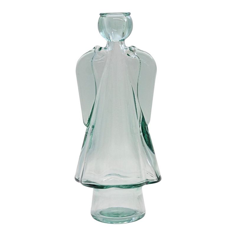 Candelero Decorativo Ángel de Vidrio Transparente Bajo