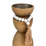 Porta Vela Decorativo de Madera Diseño Alto para Mesa y Hogar Color Natural