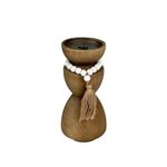 Porta Vela Decorativo de Madera Diseño Alto para Mesa y Hogar Color Natural