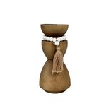 Porta Vela Decorativo de Madera Diseño Alto para Mesa y Hogar Color Natural
