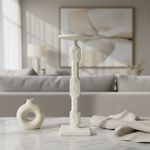 Porta Velas Decorativo con Base Geométrica para Mesa y Hogar 30 cm Color Blanco