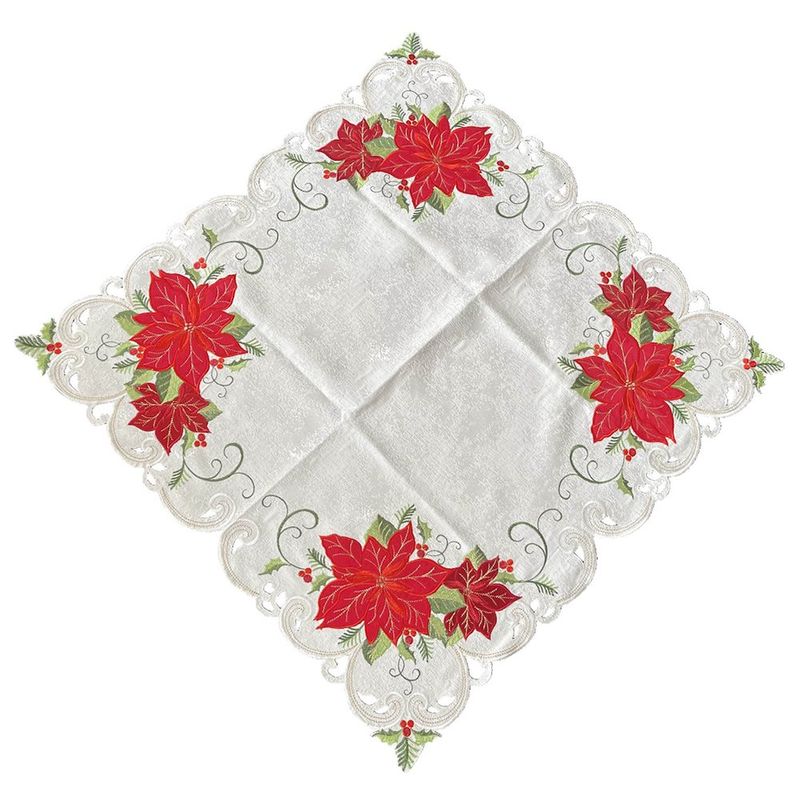 Mantel Cuadrado Navideño con Bordado de Pascuas 85 x 85 cm