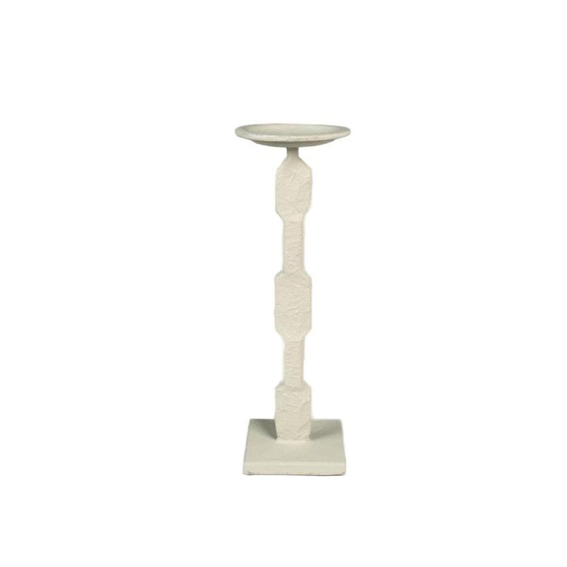 Porta Velas Decorativo con Base Geométrica para Mesa y Hogar 30 cm Color Blanco