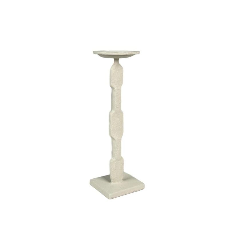 Porta Velas Decorativo con Base Geométrica para Mesa y Hogar 30 cm Color Blanco