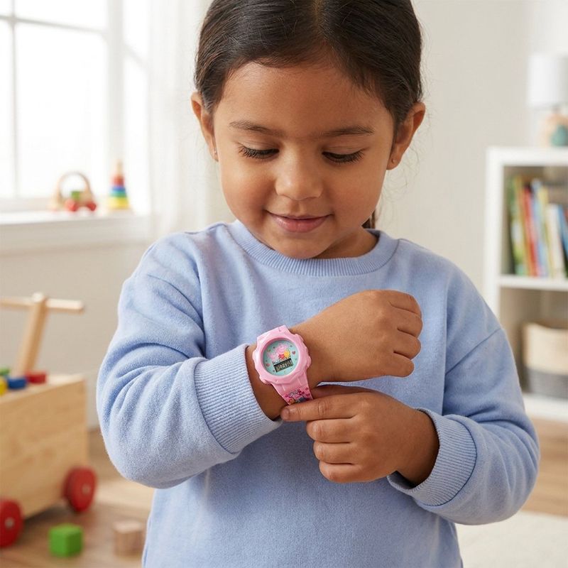 Reloj Infantil Digital con Diseño de Personajes de Peppa Pig Color Rosado