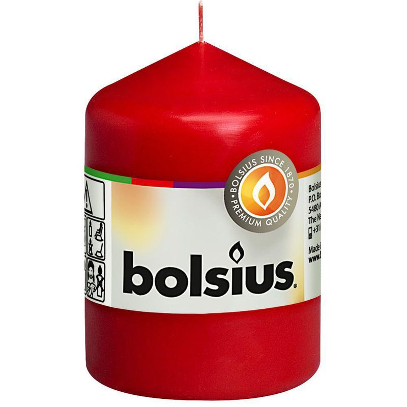 Vela Pillar Roja 5.8x5.8x8 Cm - Bolsius
