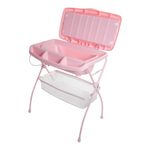 Bañera Onda Plegable con Cambiador y Organizador de 2 Niveles Color Rosado