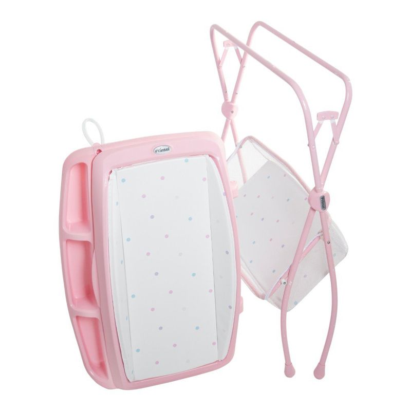 Bañera Onda Plegable con Cambiador y Organizador de 2 Niveles Color Rosado