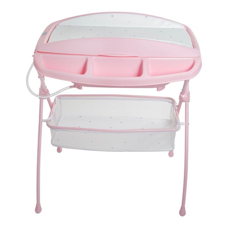 Bañera Onda Plegable con Cambiador y Organizador de 2 Niveles Color Rosado