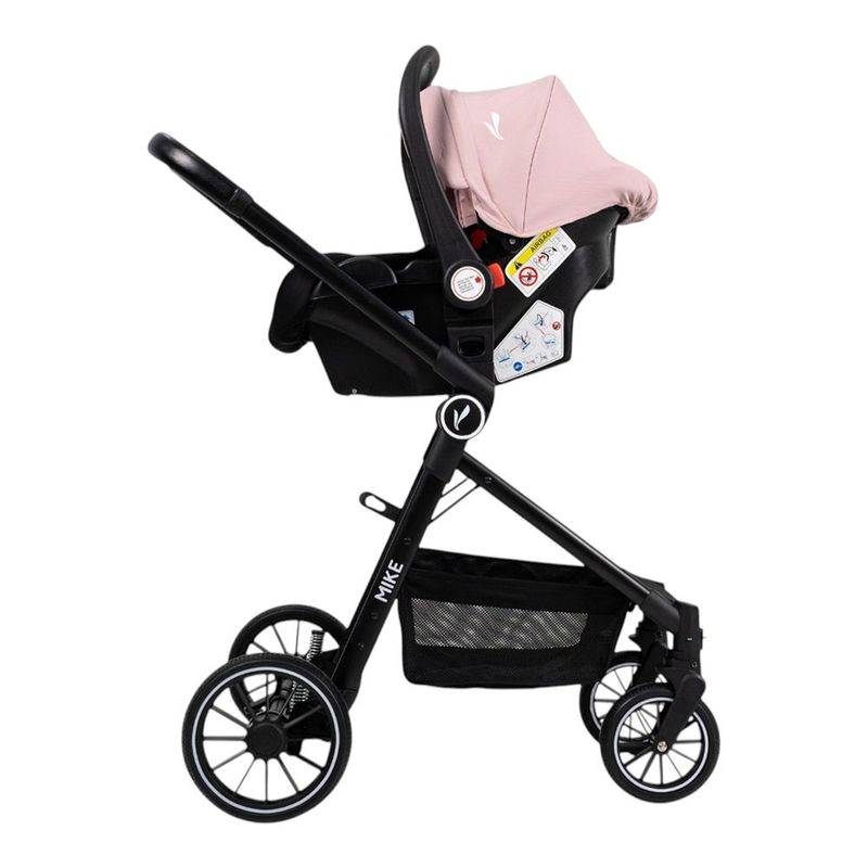 Travel System Mike 3 en 1 Rosado con Carruaje, Asiento Reversible y Portabebé