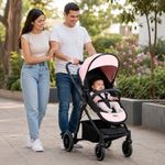 Travel System Mike 3 en 1 Rosado con Carruaje, Asiento Reversible y Portabebé