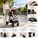 Travel System Mike 3 en 1 Rosado con Carruaje, Asiento Reversible y Portabebé