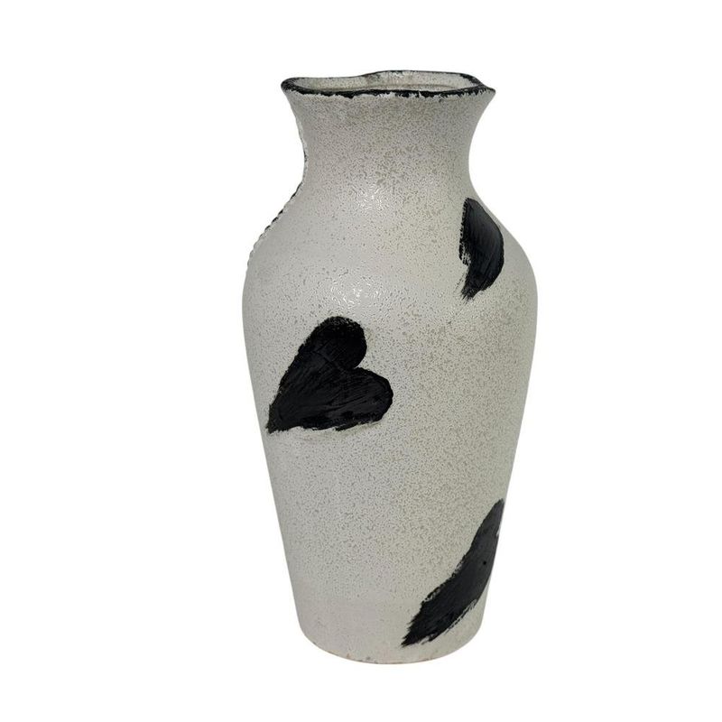 Florero Decorativo con Textura 33 cm Color Blanco y Negro
