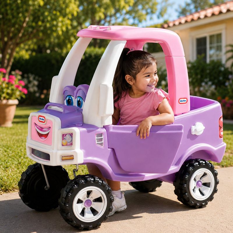 Carro Montable Princess Cozy Truck Morado y Rosado con Piso Removible y Bocina