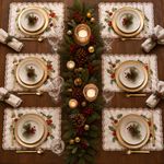 Individual Navideño Bordado con Muérdago 30 x 45 cm