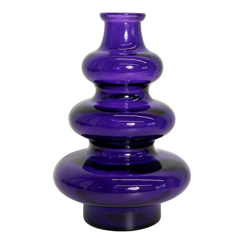 Jarrón Decorativo Diseño Aros Color Morado Traslúcido