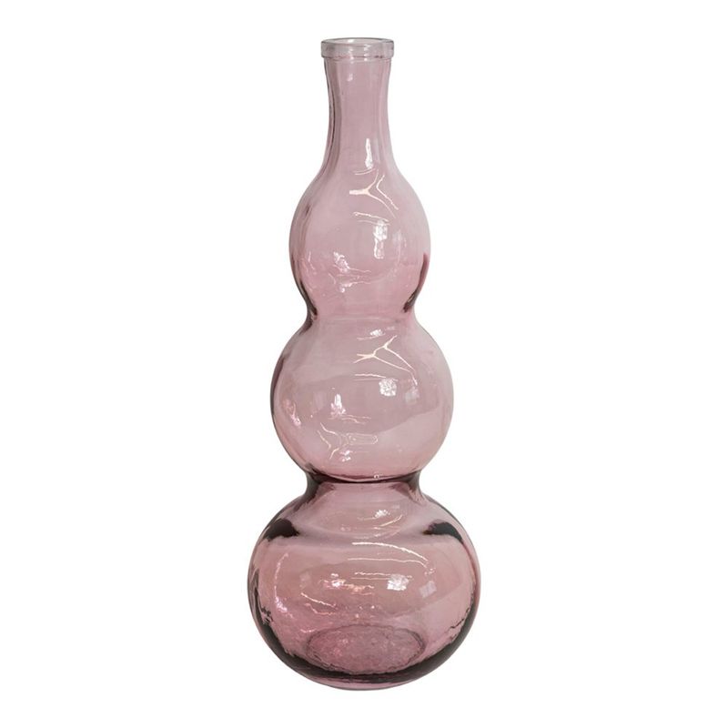 Jarrón Decorativo Diseño Círculos Color Rosado Traslúcido