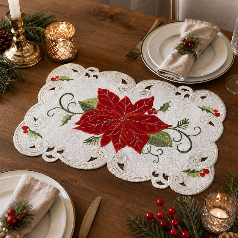 Individual Navideño Bordado con Pascua 30 x 45 cm