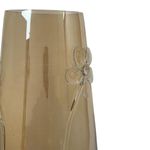 Florero Decorativo Cilíndrico con Relieve Floral 35 cm Color Dorado