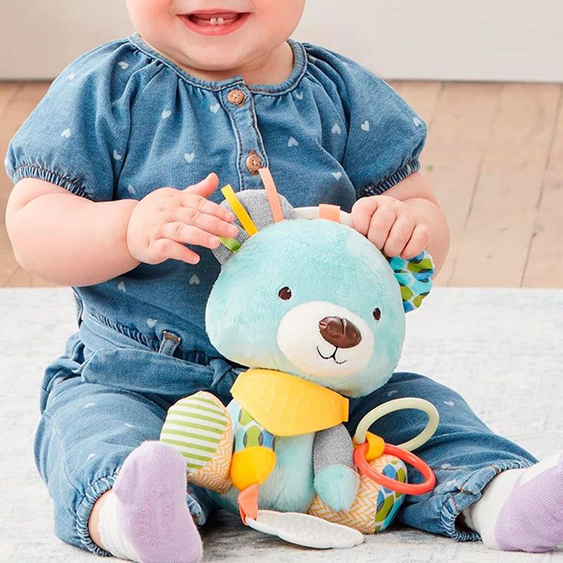 Peluche Colgable Diseño Oso con Mordedor y Estimulación Sensorial para Bebé