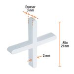 Cruceta de 2 mm con Espesor de 3 mm, Bolsa de 200 Unidades