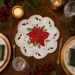 Centro de Mesa Navideño Bordado con Pascua 30 cm